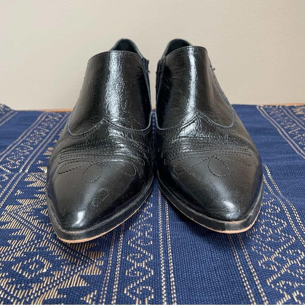 Rebecca Minkoff Koso Black Leather Western Bootie Flats Shoes Size 9 - Picture 5 of 9